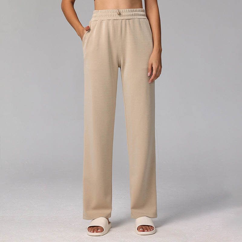 Slim loose high-waisted athleisure straight-leg pants