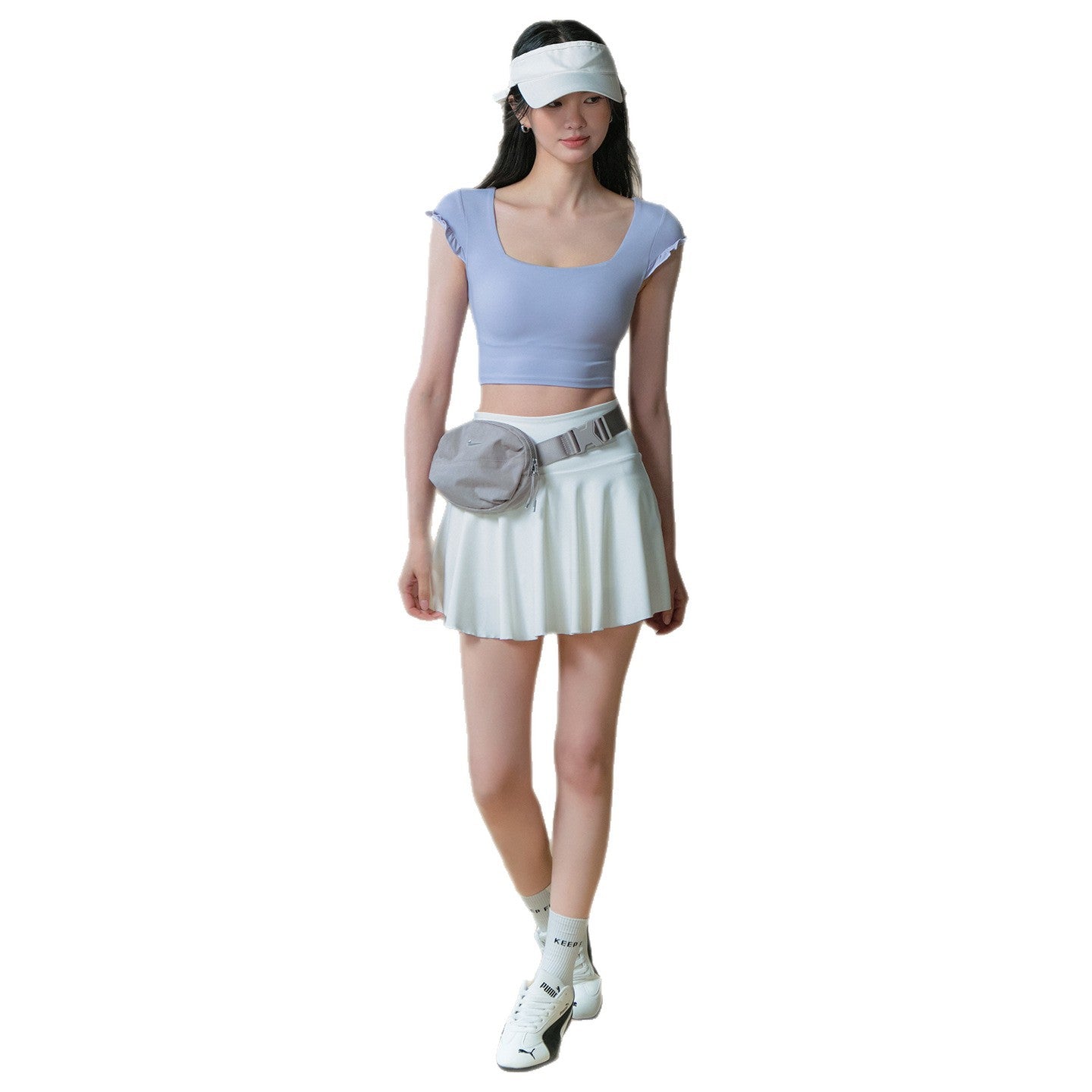Slim fit yoga clothes with chest pads and short sleeves