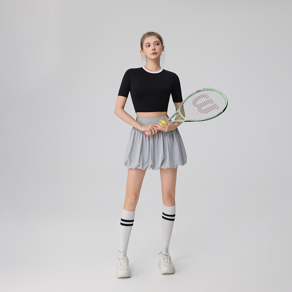 High-waisted bud moisture-wicking golf tennis skirt