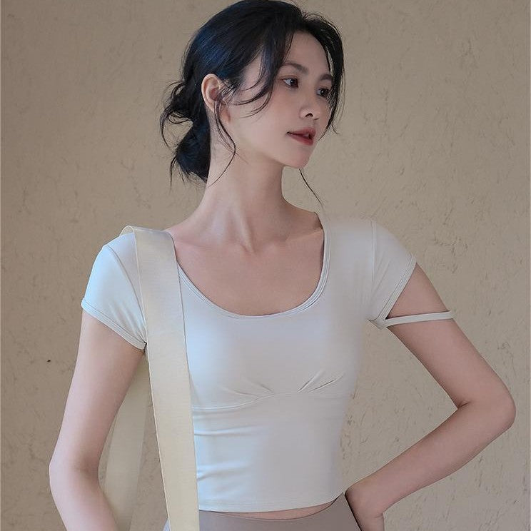 New Pilates Yoga Short Sleeve with Chest Pad