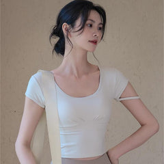 New Pilates Yoga Short Sleeve with Chest Pad