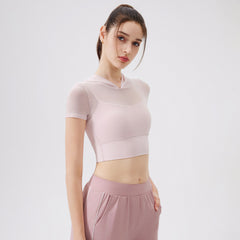 Hooded mesh running quick-drying sports short sleeves