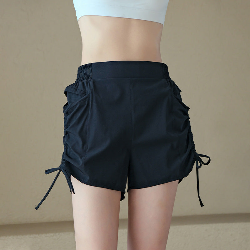 Drawstring pleated large pockets for loose, Breathable shorts