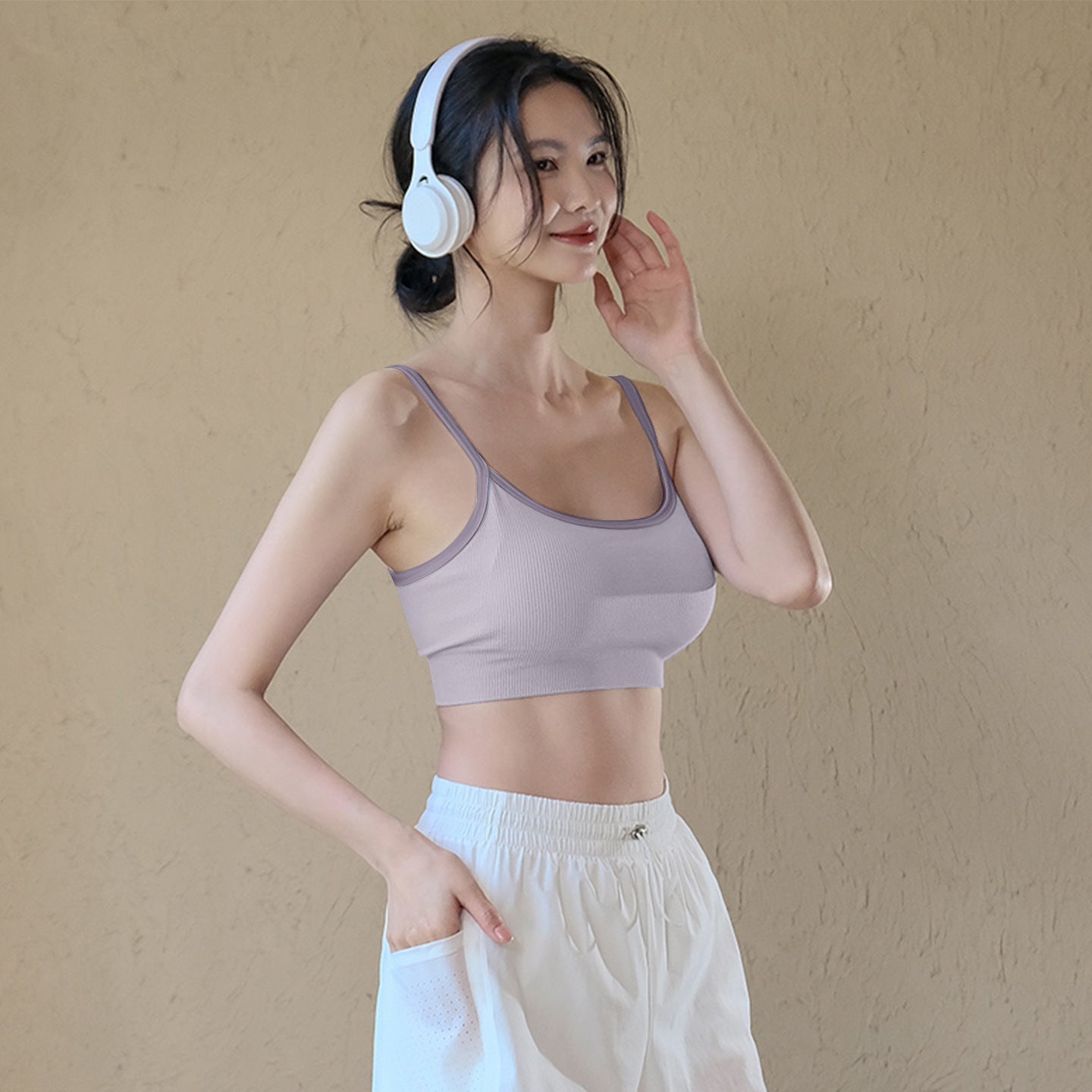 High-end sexy skin-friendly all-in-one fitness shockproof gathered sports beauty back bra