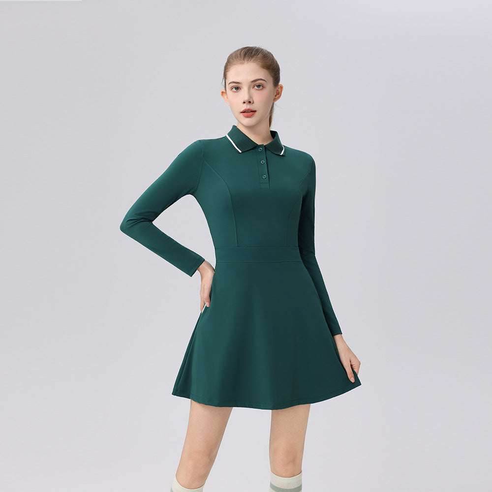 Polo collar contrast slim slimming versatile golf long-sleeved suit