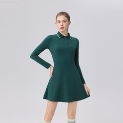 Polo collar contrast slim slimming versatile golf long-sleeved suit