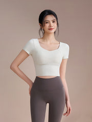 Classic diamond collar professional Pilates short sleeves