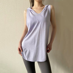 Sleeveless hooded sports vest cover-up