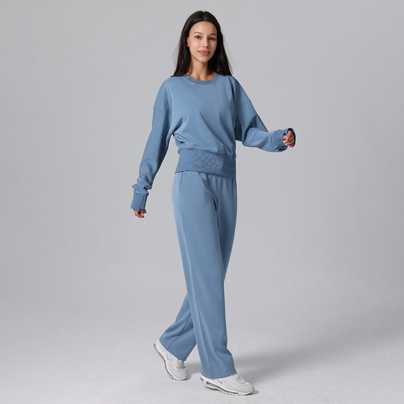 Slim loose high-waisted athleisure straight-leg pants