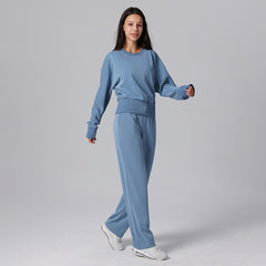 Slim loose high-waisted athleisure straight-leg pants