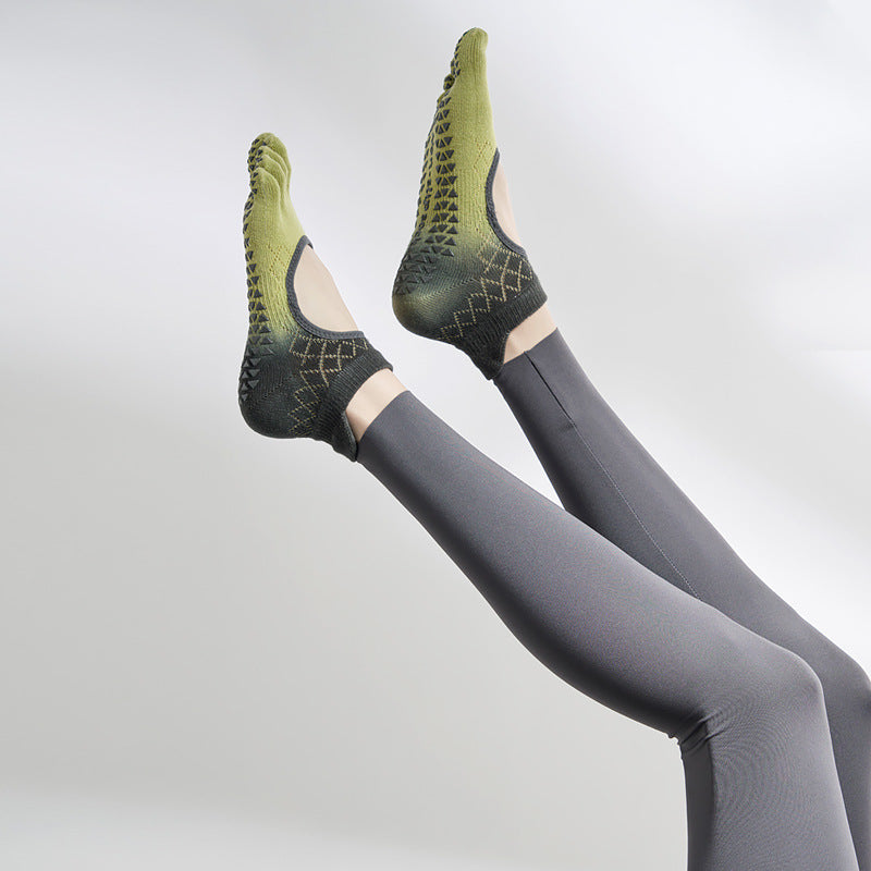 Gradient diamond breathable instep five-toe non-slip ankle socks