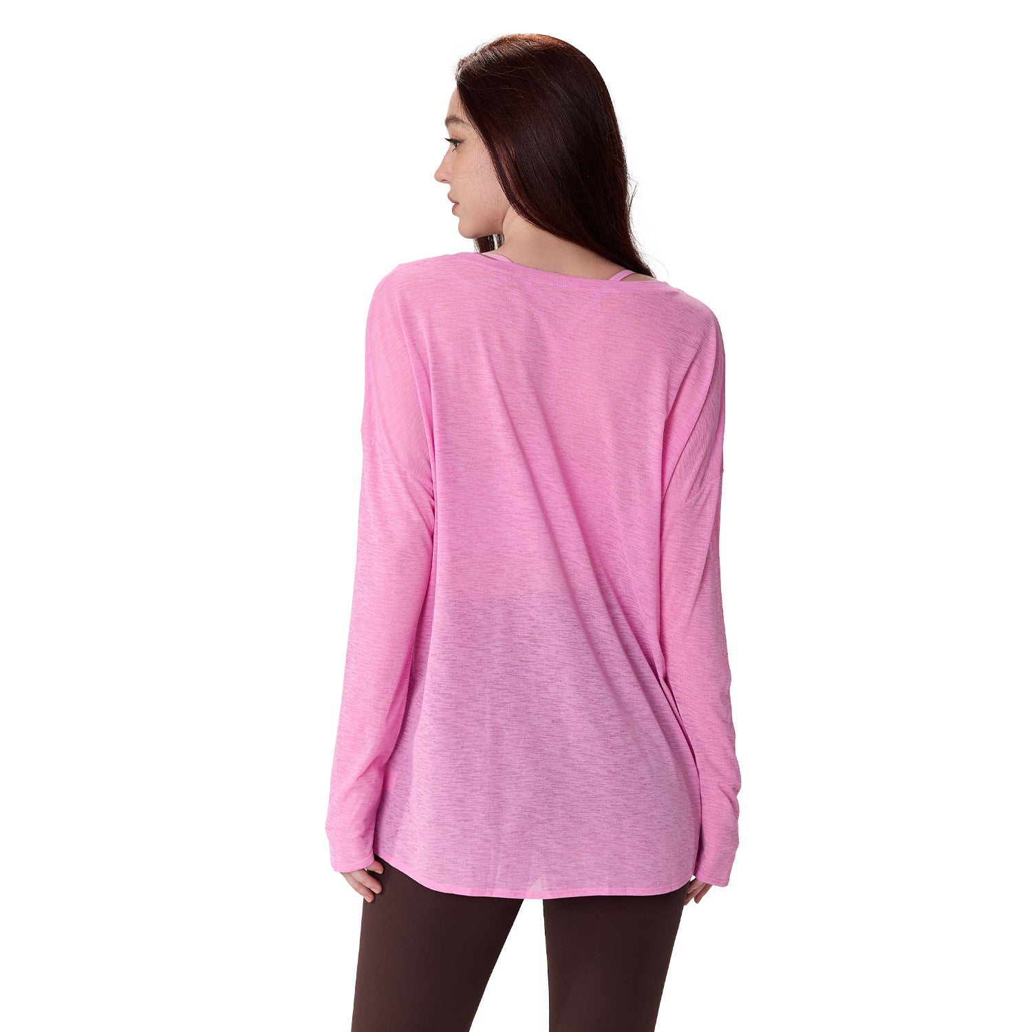 Slit yoga long-sleeved slub gauze smock