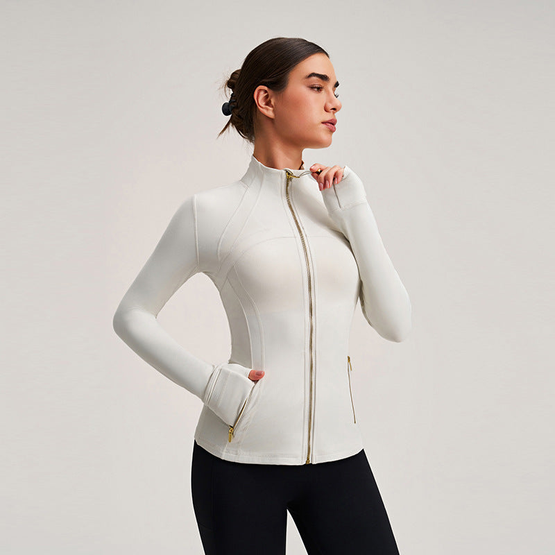 Slimming down the waist with a stand-up collar running sports jacket