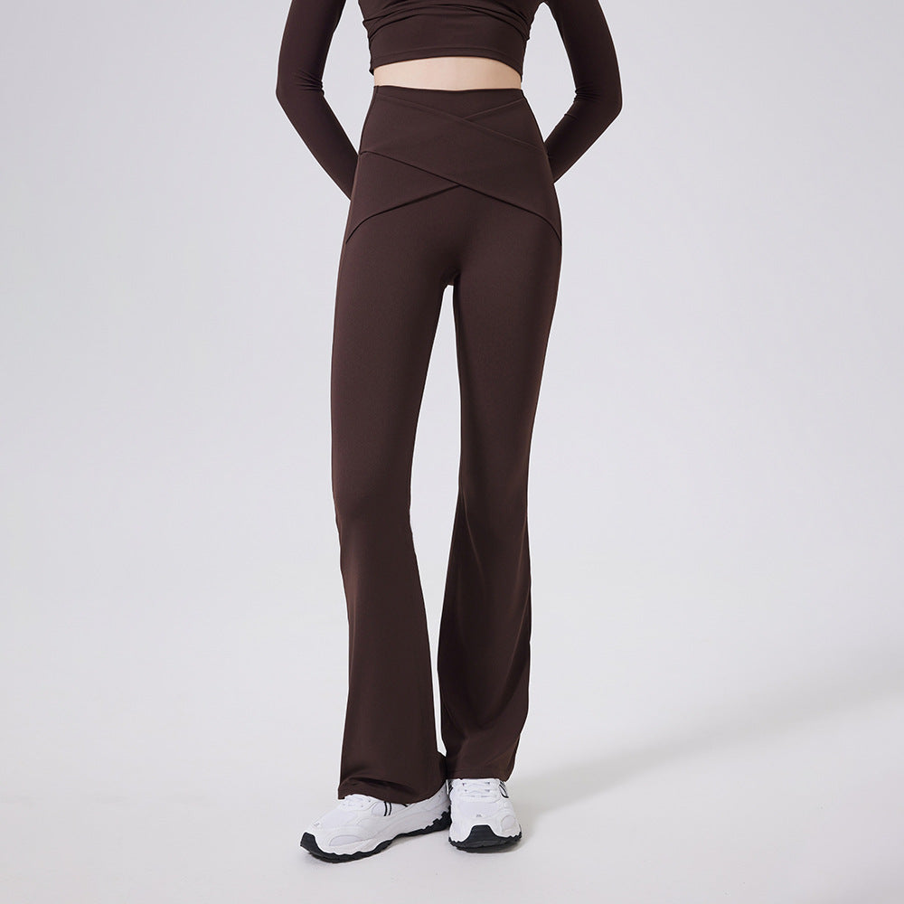 Nude tummy tucking high stretch sweatpants yoga bell bottoms