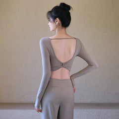 Sexy beautiful back sports long sleeves