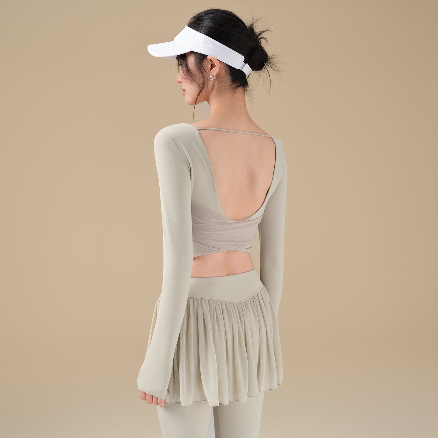 High-value mesh beauty back gym suit top with chest pad