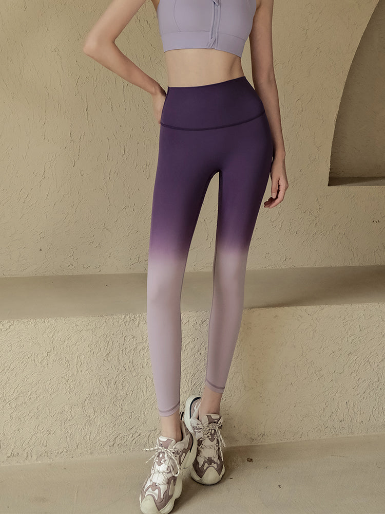 High-waisted stretch ombre yoga skinny trousers