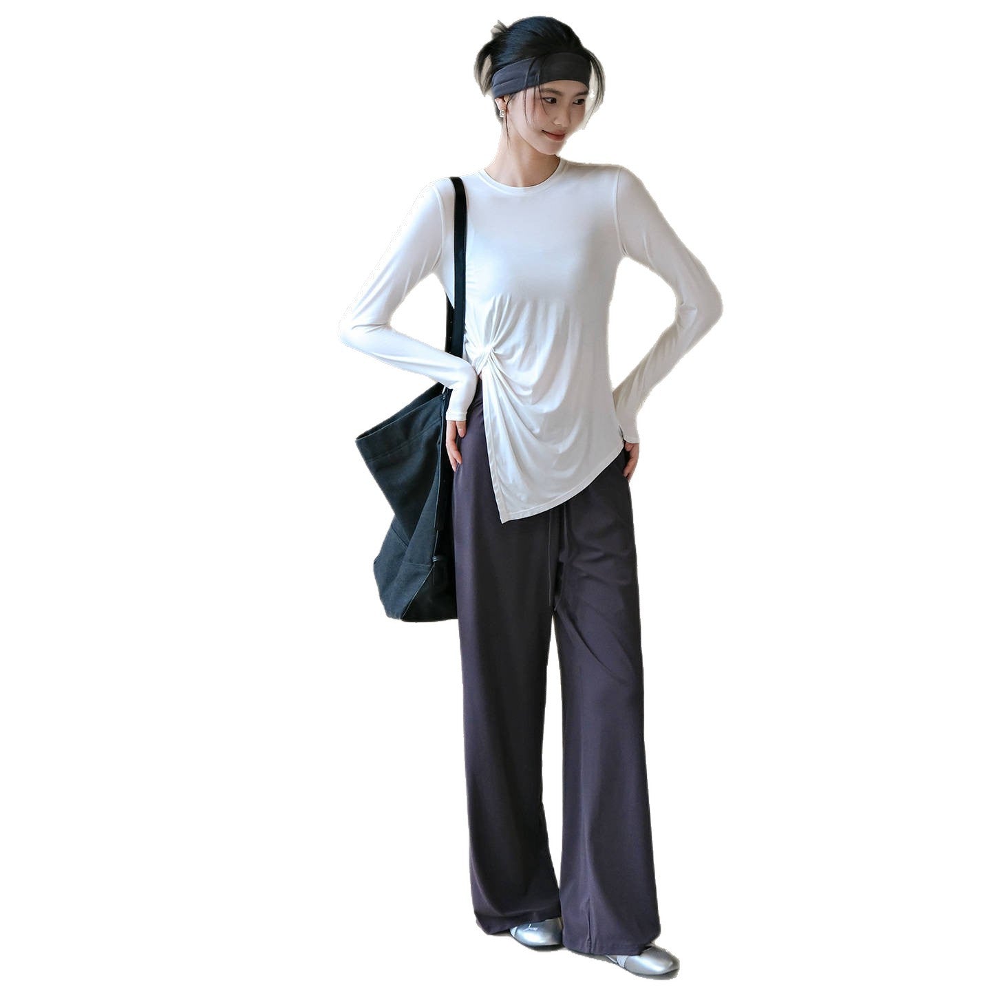 High-end slit comfortable slimming sports T-shirt