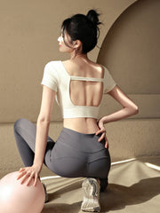 Crop Back Yoga Short Sleeve T-Shirt