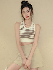 Striped sports vest with chest pad
