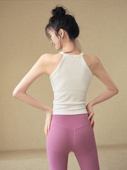 Halterneck underwear integrated sports vest with chest pad