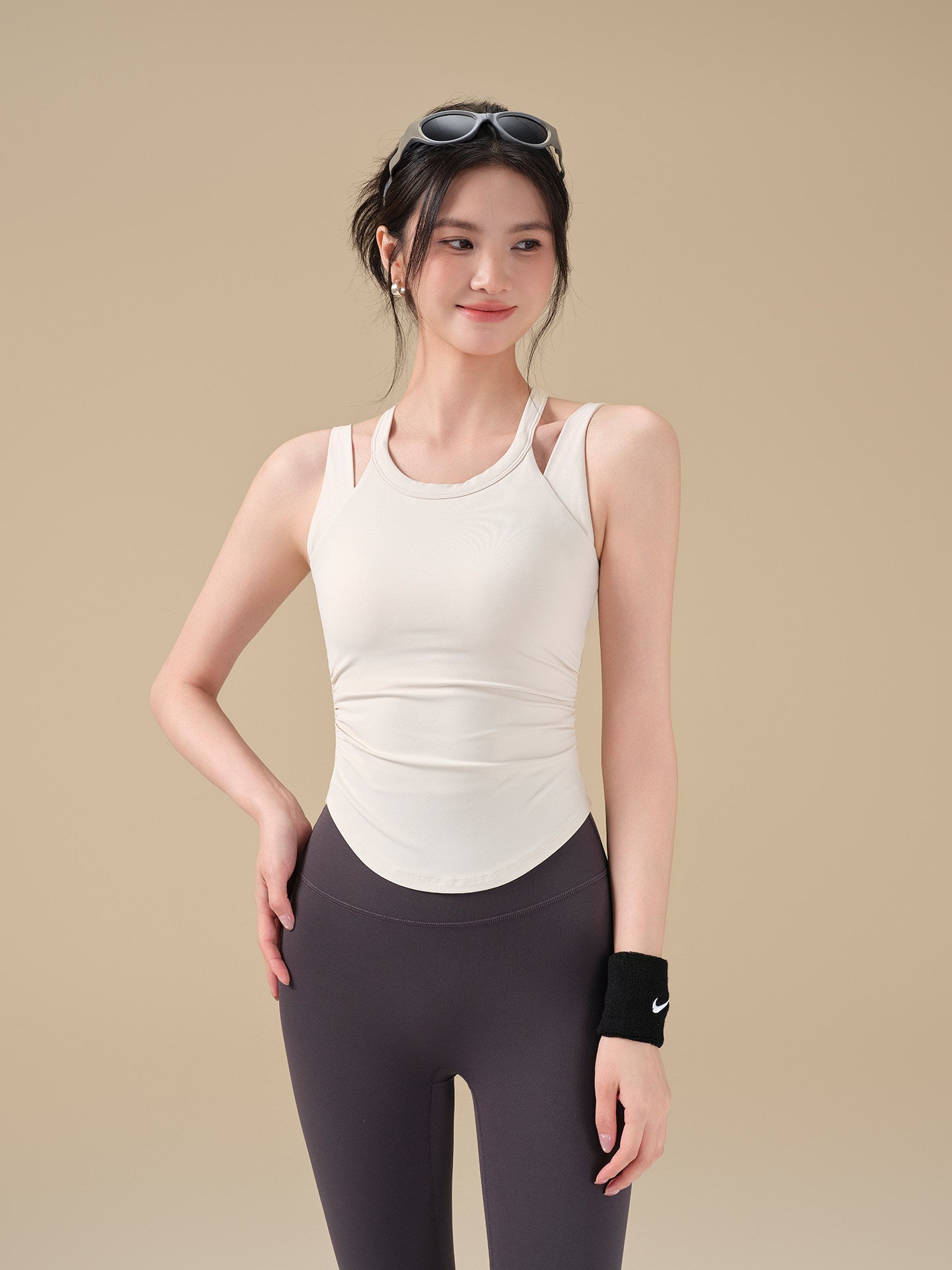 Beautiful Back Racerback Yoga Tank Top with Gathering & Wrapping Support