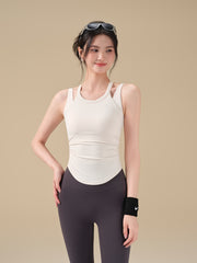 Beautiful Back Racerback Yoga Tank Top with Gathering & Wrapping Support