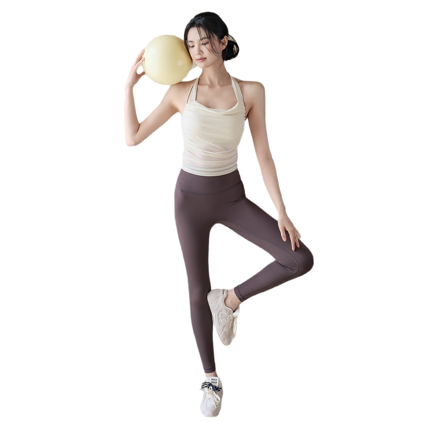 One-piece mesh breathable sexy backless slimming halterneck running training gym bra