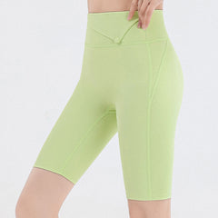 High-waisted stretch cycling five-point yoga pants