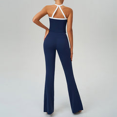 Contrasting high-waisted quick-drying running fitness bootcut pants