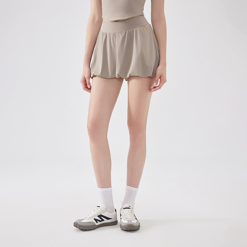 Nude high-waisted anti-walking tutu skirt running sports tennis skirt