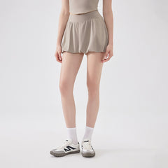 Nude high-waisted anti-walking tutu skirt running sports tennis skirt
