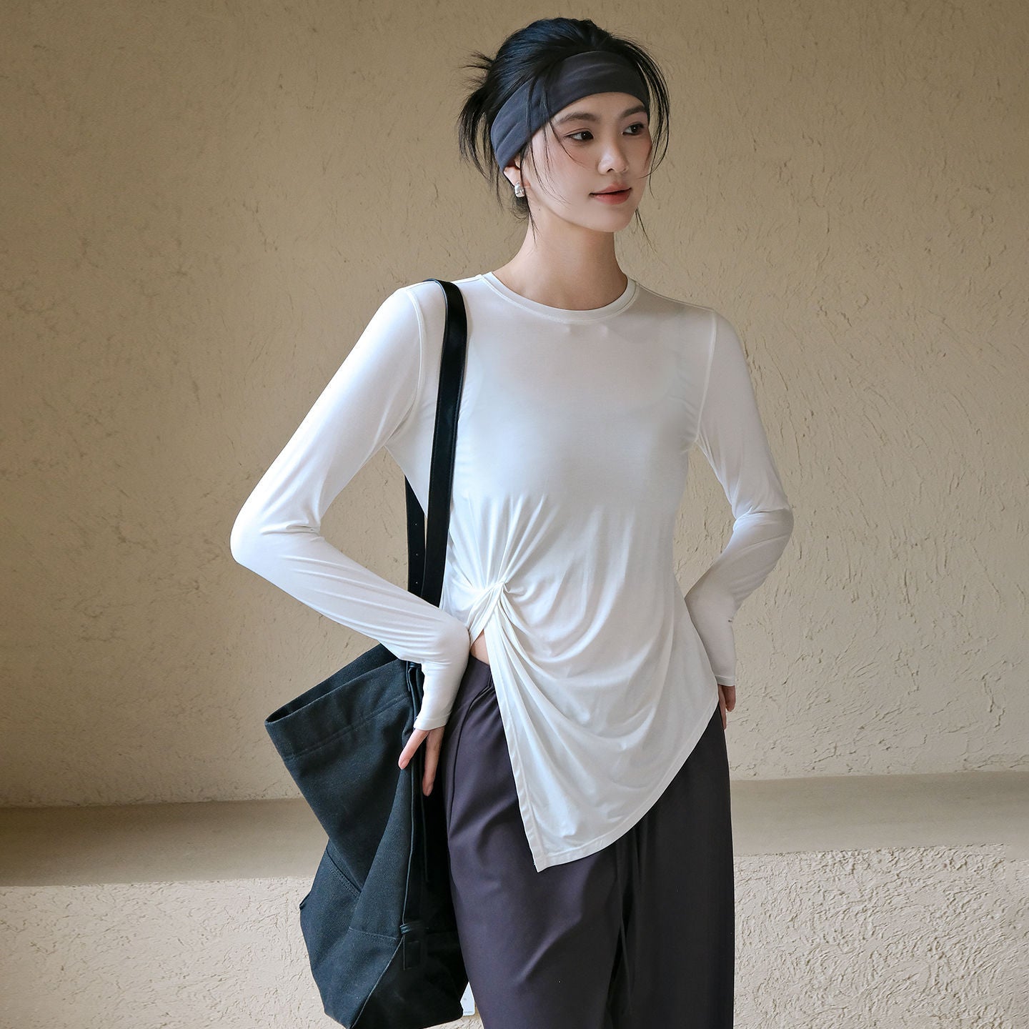 High-end slit comfortable slimming sports T-shirt