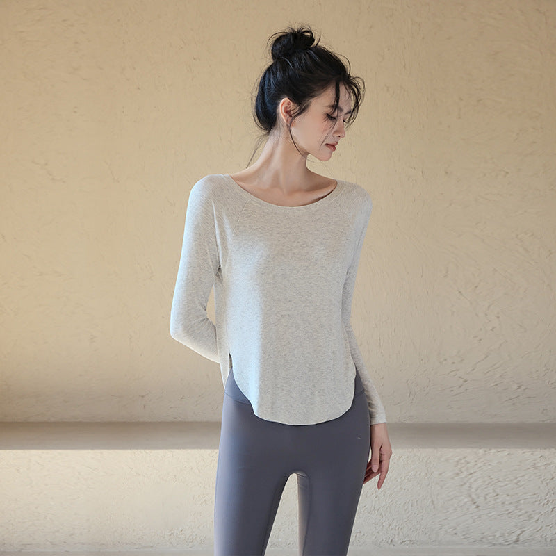 Off-the-shoulder loose yoga top