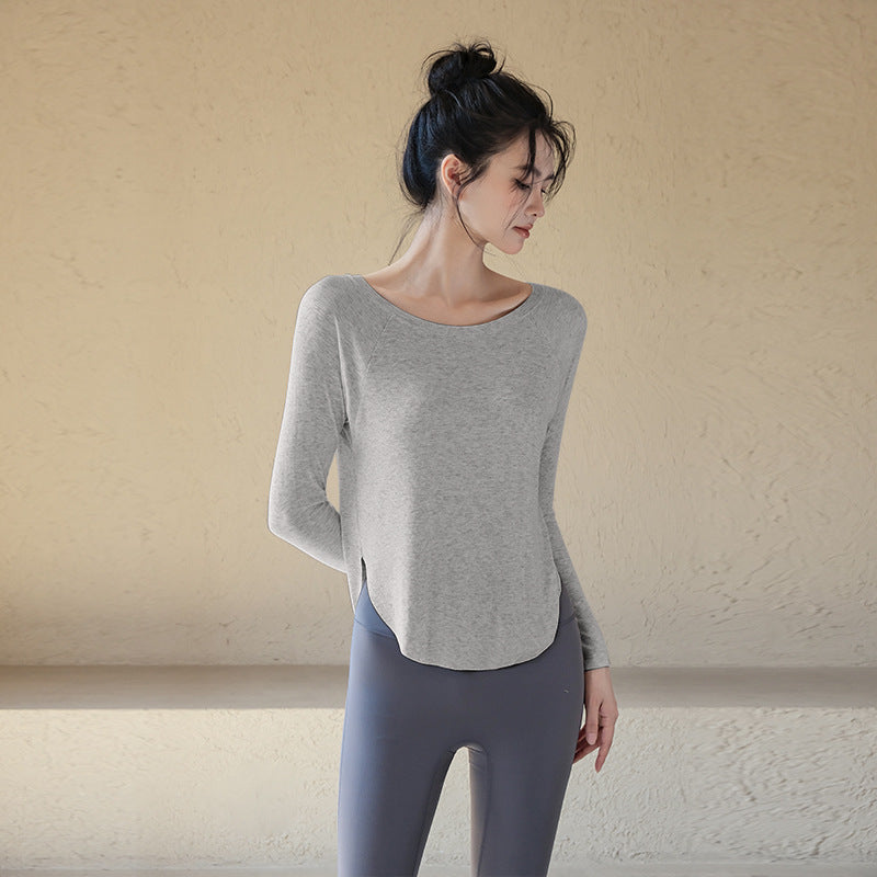 Off-the-shoulder loose yoga top