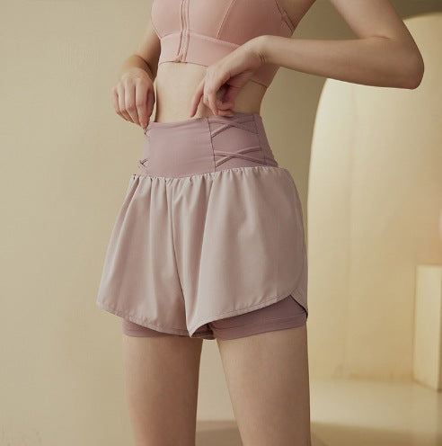 High-waisted loose breathable sports shorts
