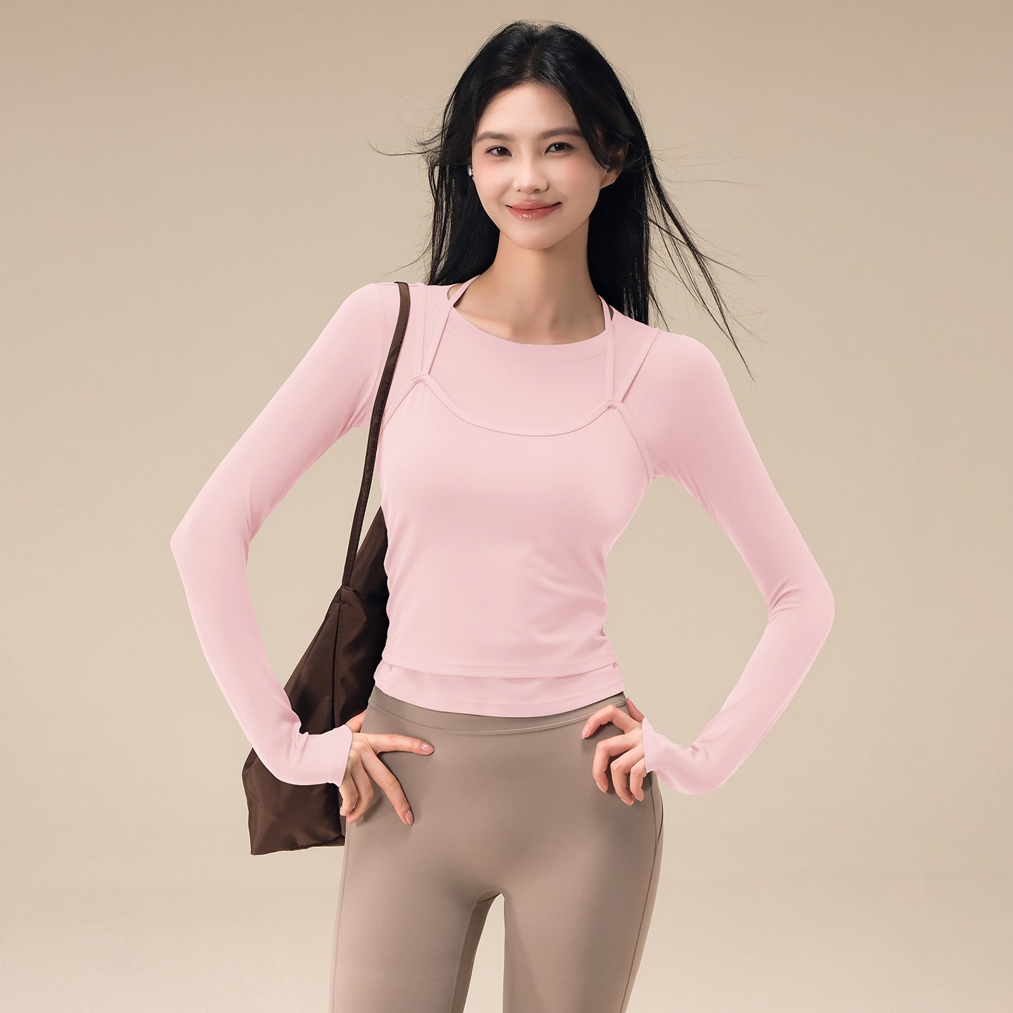 Fall and winter layered Pilates training two-piece set