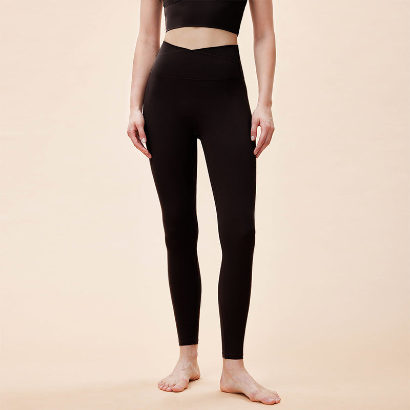 V-waist skinny hip-lifting peach pants