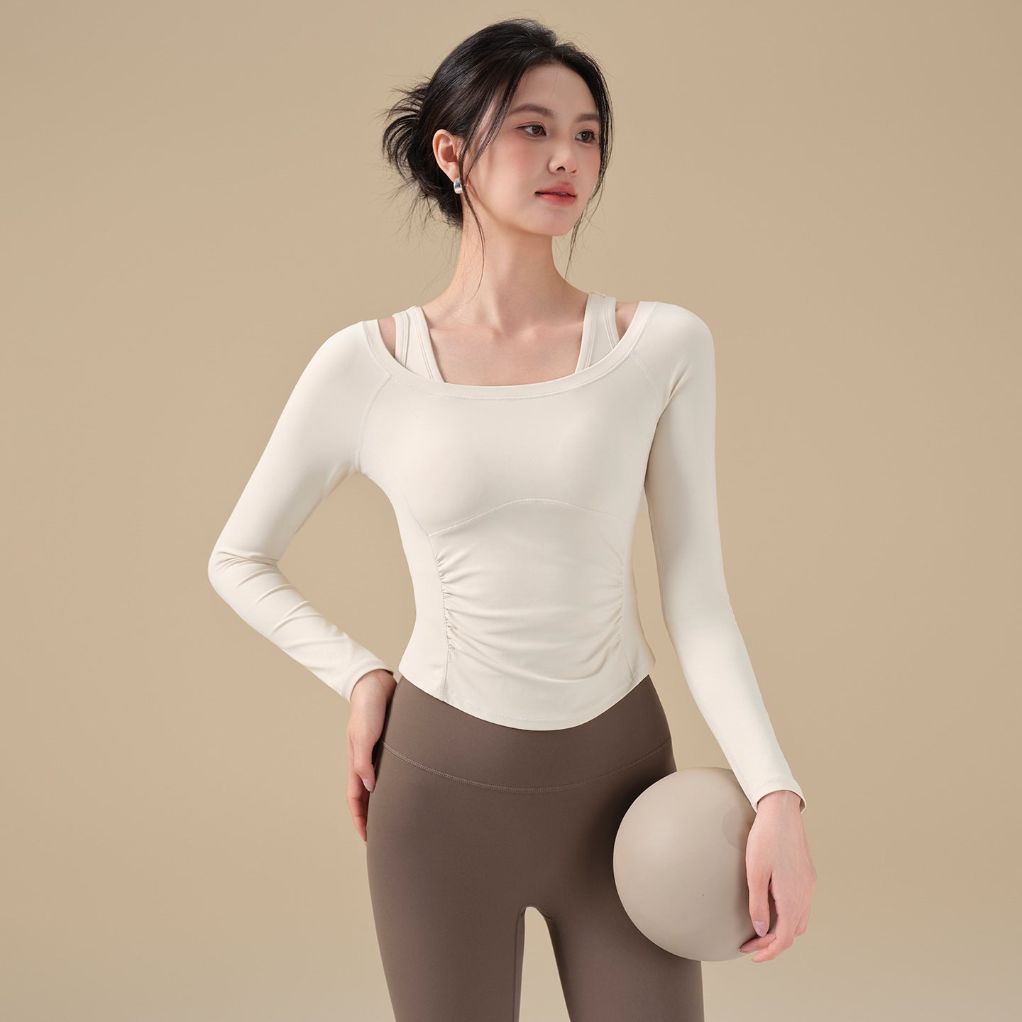 Autumn and winter nude slimming yoga clothes tops fitness T-shirts