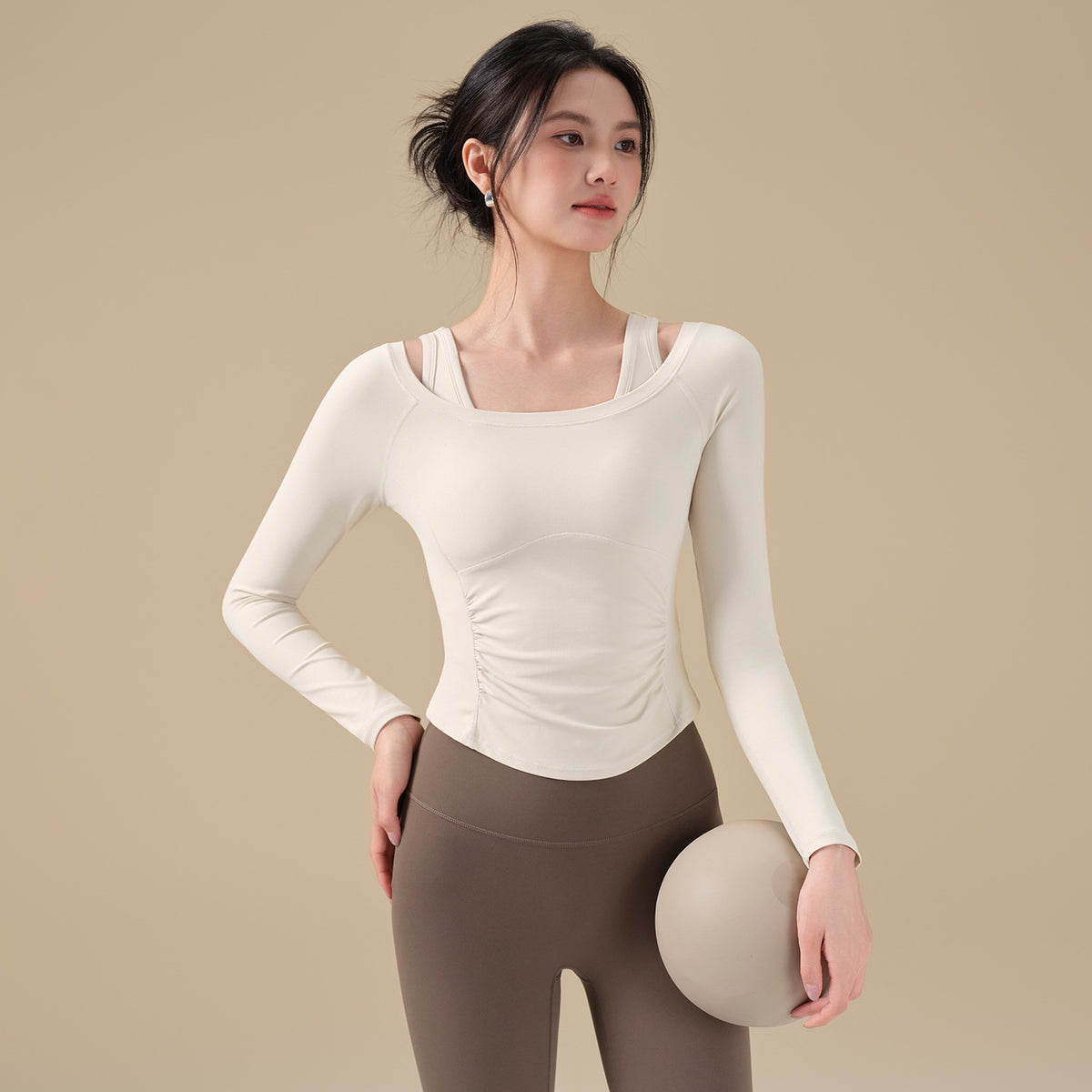 Autumn and winter nude slimming yoga clothes tops fitness T-shirts