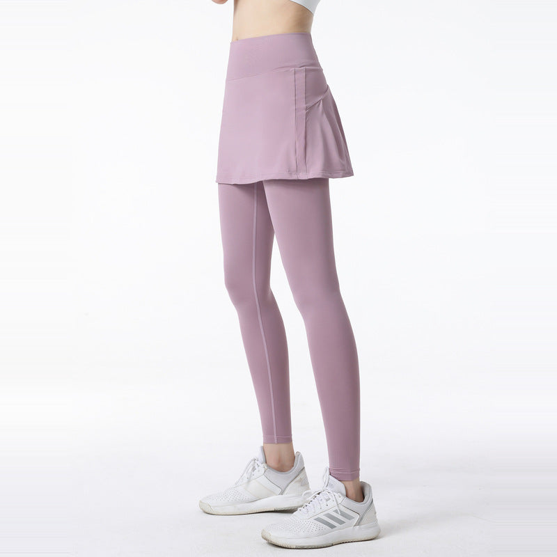 Fake two high-waisted anti-light leggings