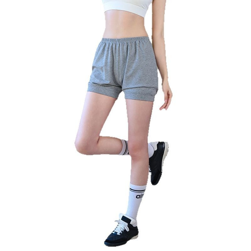 Solid cotton loose-fitting, Breathable stretch three-point shorts