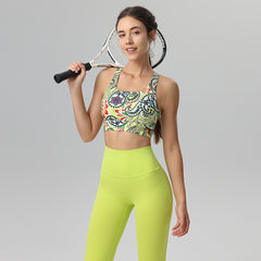 Printed Dopamine High Intensity Slim Sports Yoga Bra