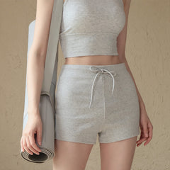 Nude, Breathable, Drawstring running training three-point pants