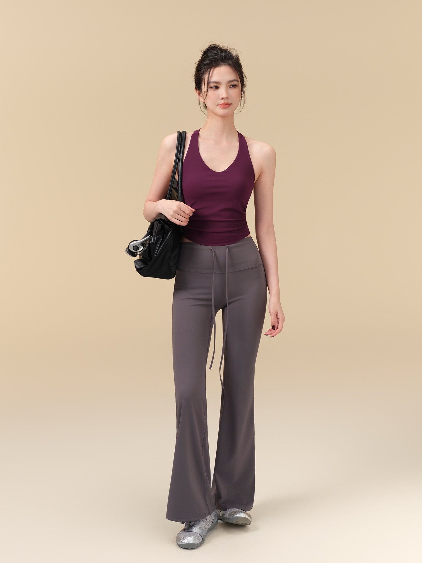 New pleated waist cut-out beauty back sports vest