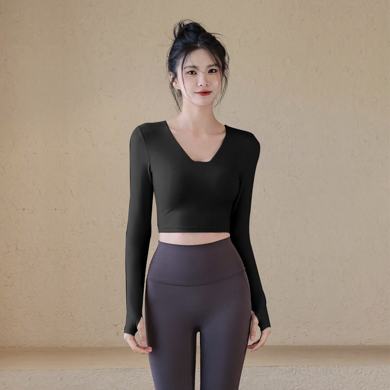 Long-Sleeve Yoga Top with Built-In Bra