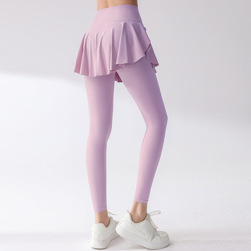 High-waisted, Hip-lifting, Quick-drying, Breathable skirt fake two running fitness track pants