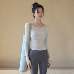 Ribbed Seamless Wrinkle Sports Top