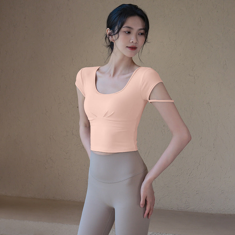 New Pilates Yoga Short Sleeve with Chest Pad