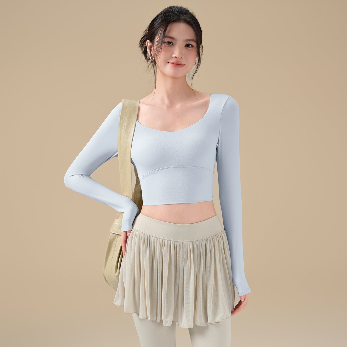 High-value mesh beauty back gym suit top with chest pad